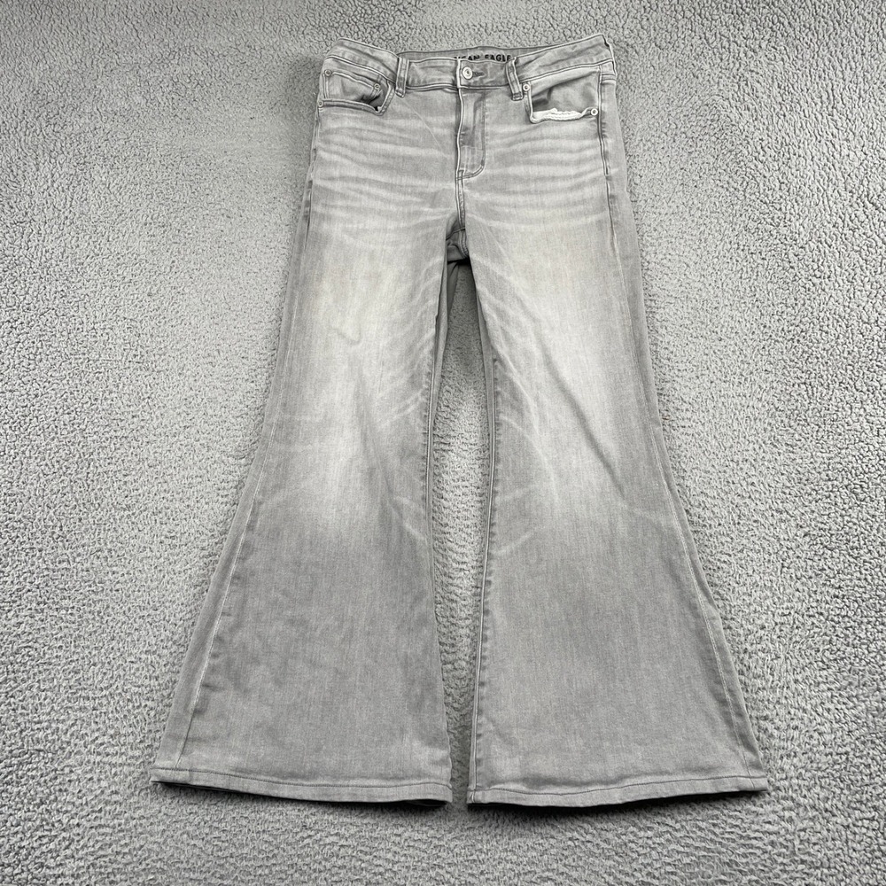 American Eagle Jeans Womens 12 Gray Festival Flare Next Level Stretch Denim